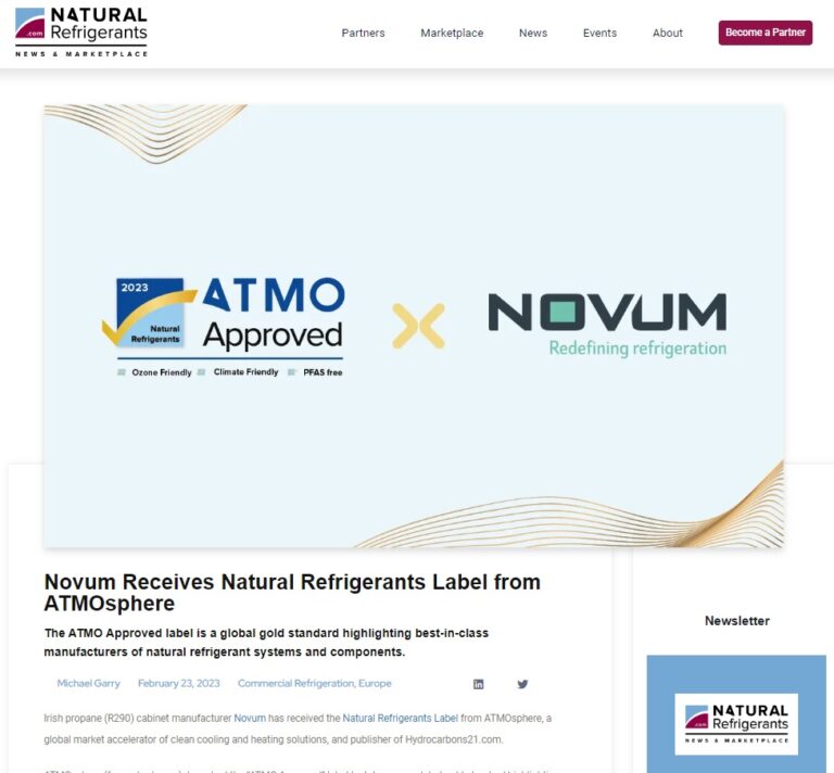 Novum received the ATMO Approved label from ATMOsphere