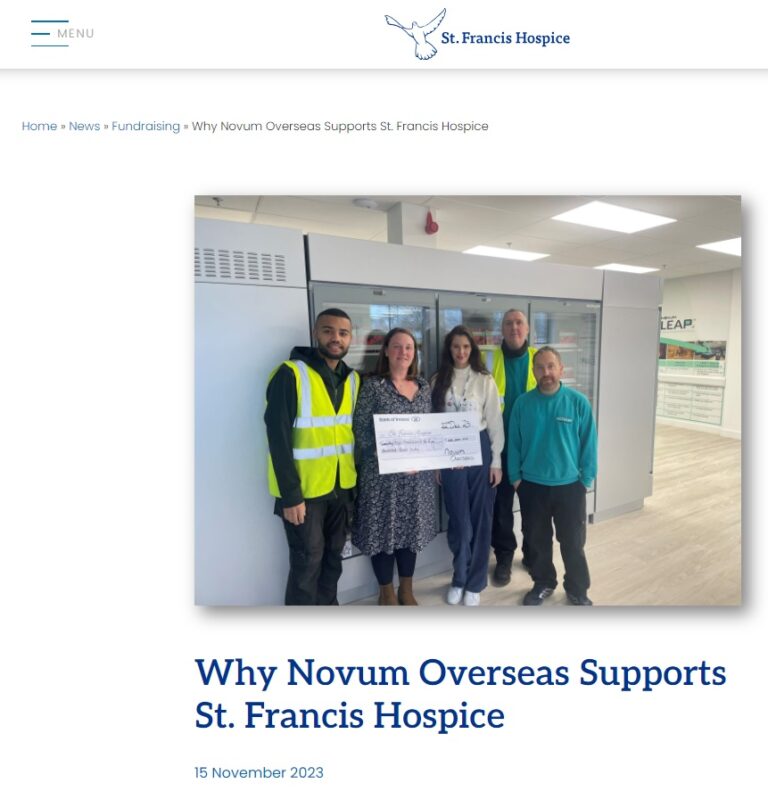 Novum and CSR partner, St Francis Hospice